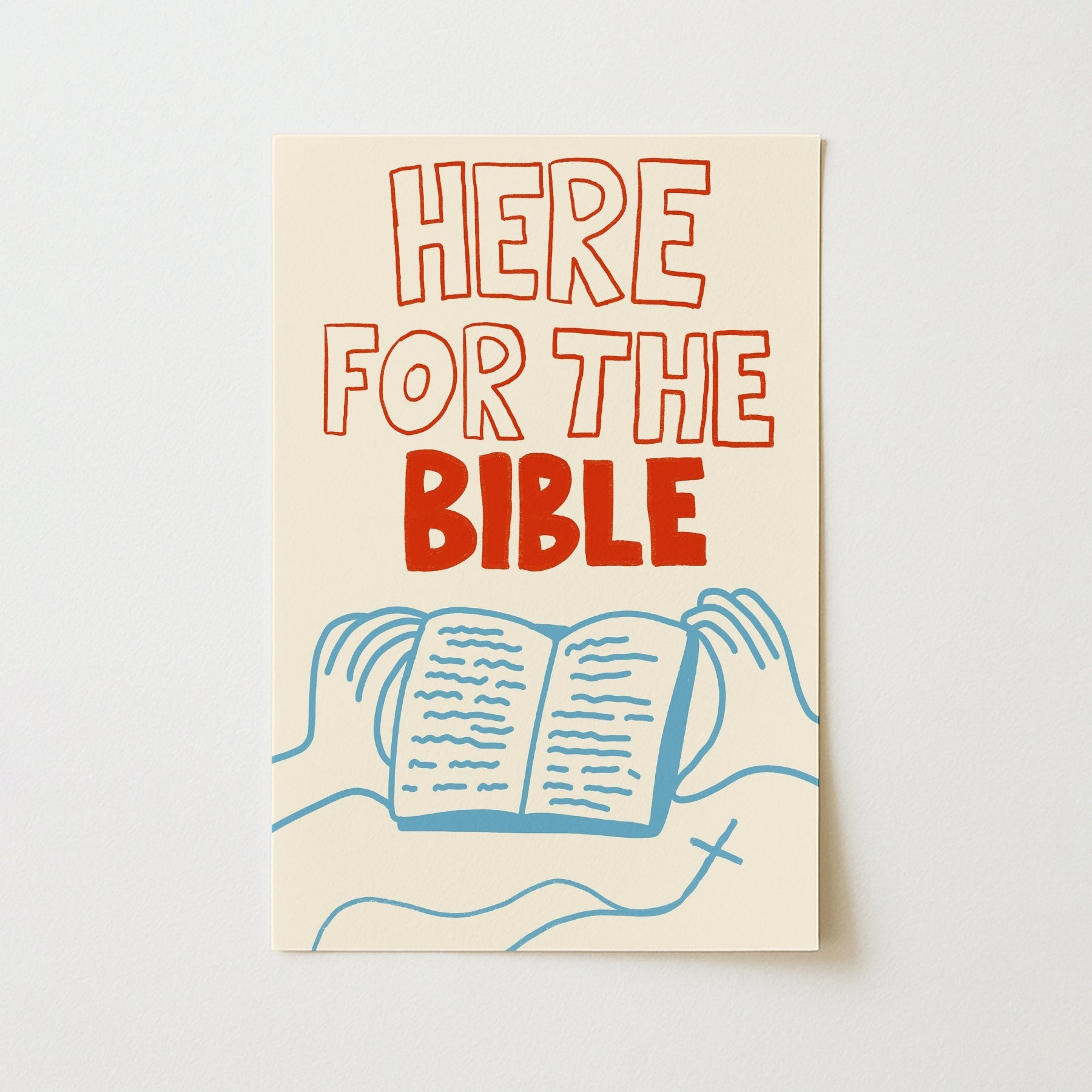 Arte de Pared Cristiano Here for the Bible – Impresión Audaz de Lectura de Escritura, Decoración Cristiana de Pared