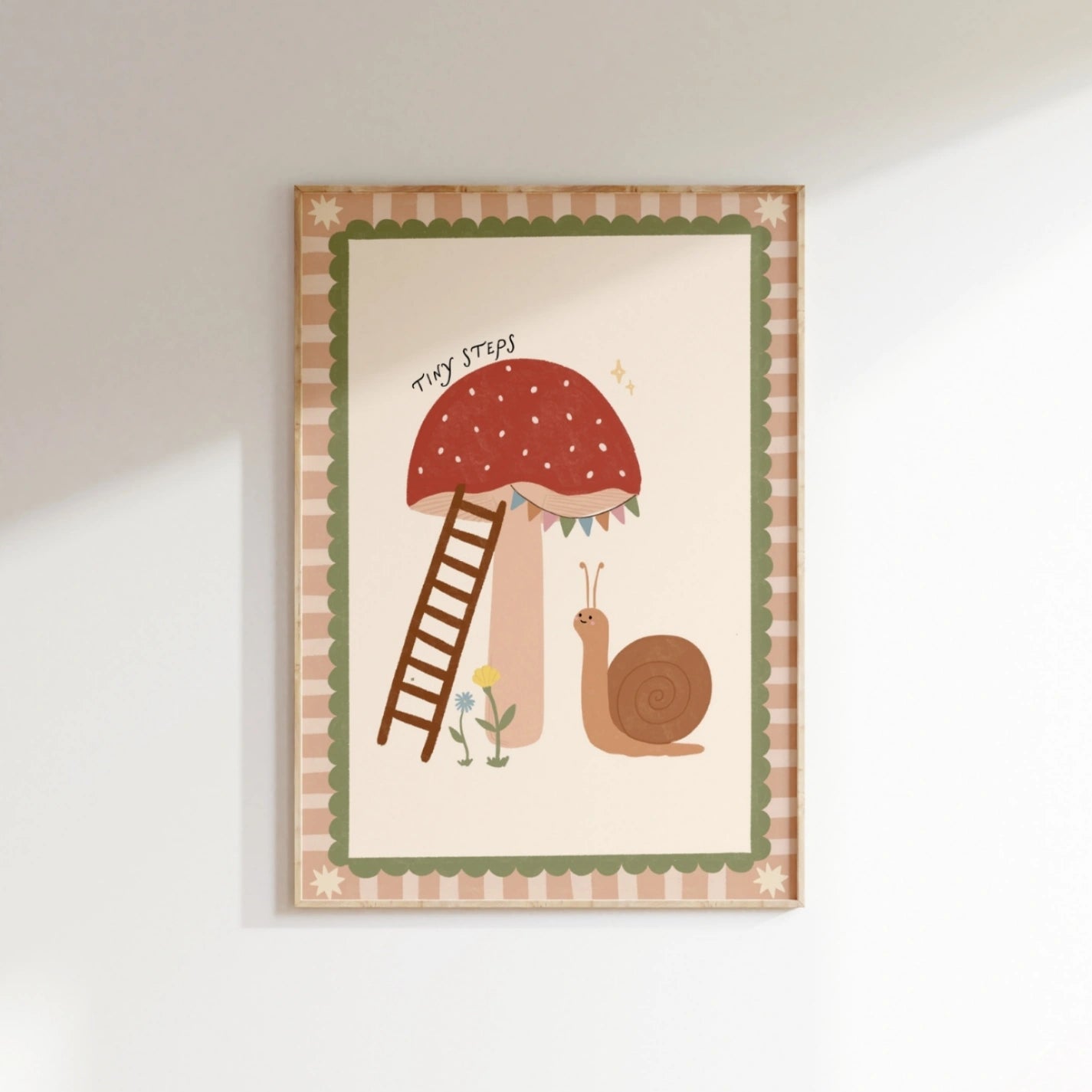 Snail Mushroom Nursery Wall Art, Whimsical Kids Decor