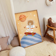 Bear Astronaut Skateboarding – Nursery & kids wall art
