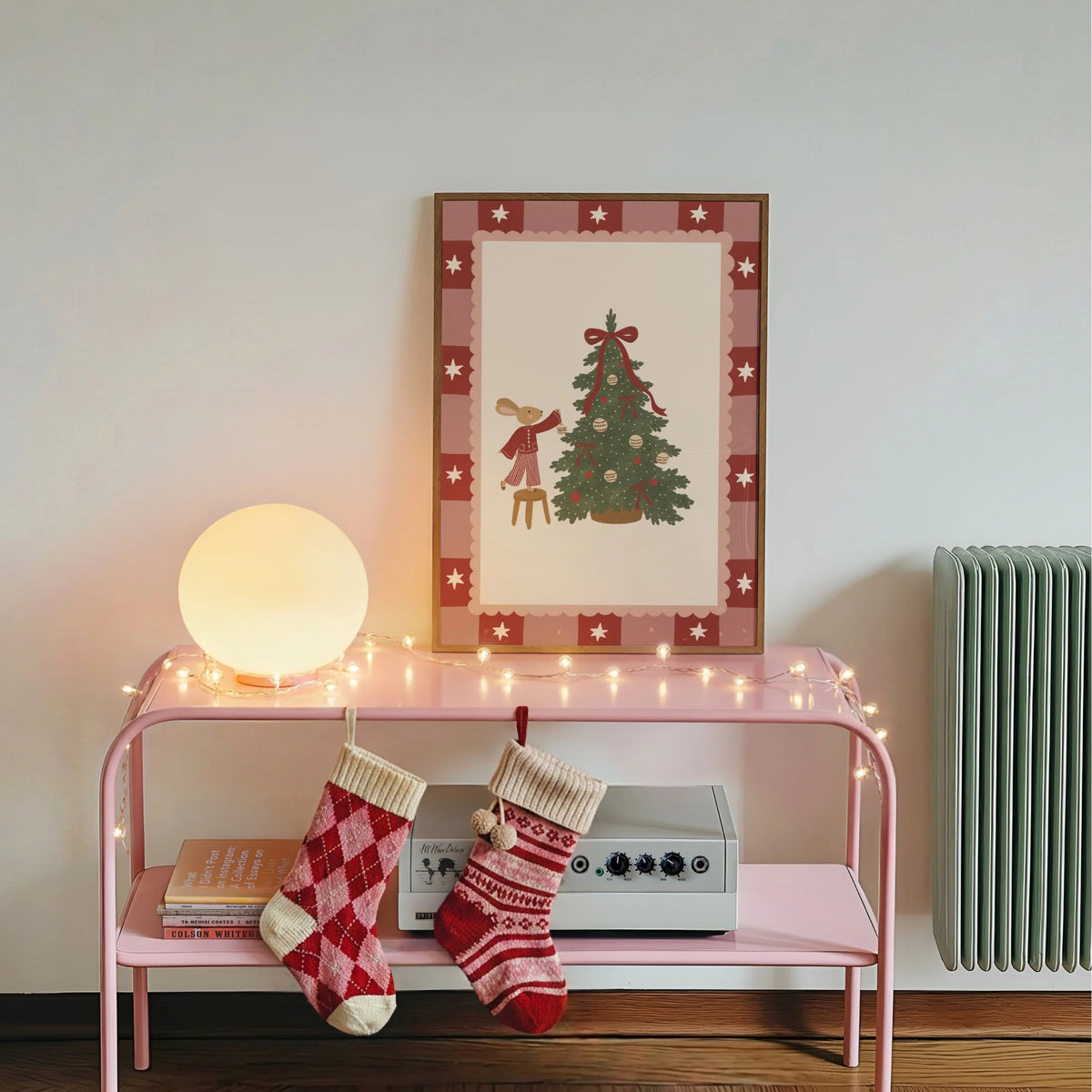 Hase schmückt den Weihnachtsbaum – Weihnachtsposter