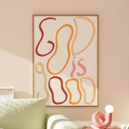 God Is Good Christian Wall Art – Abstract Bible Quote Print
