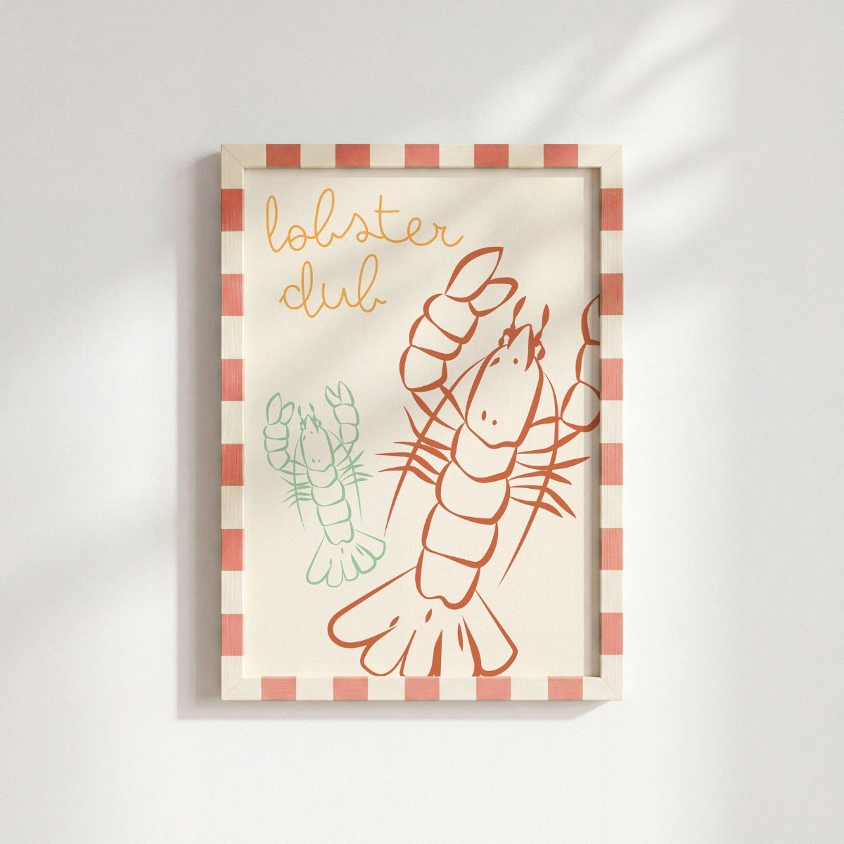 Stampa Artistica da Parete Lobster Club - Divertente Stampa per Cucina Costiera, Decorazione Murale Costiera