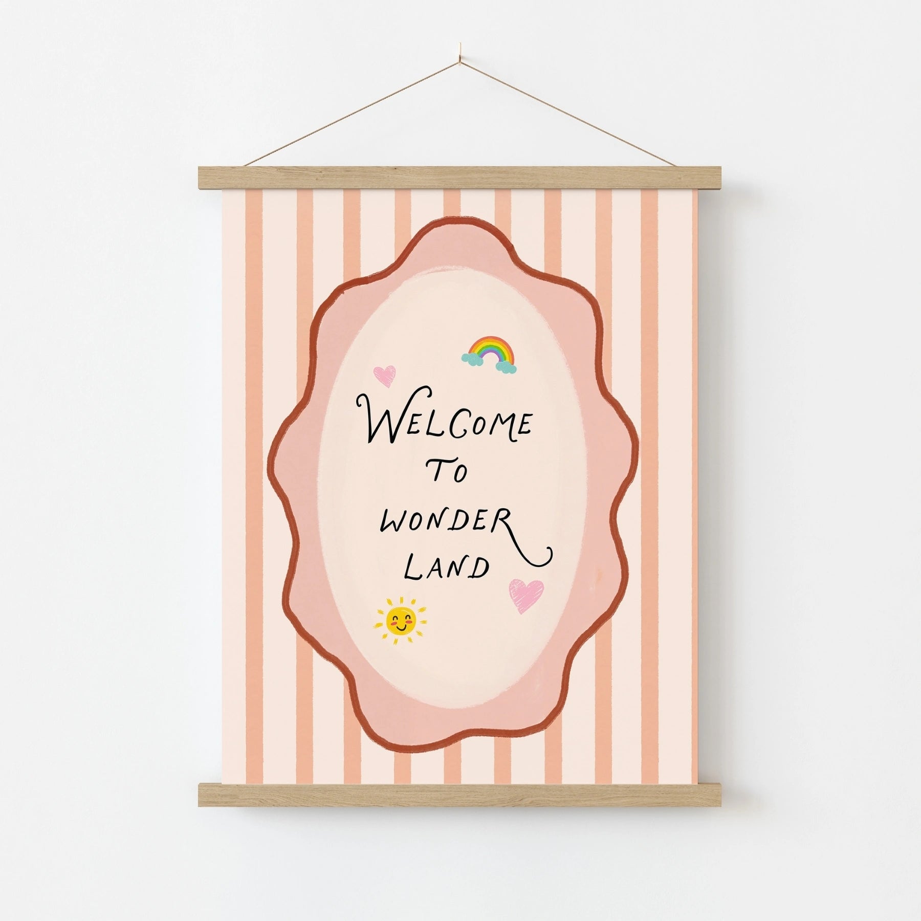 Stampa da parete per cameretta con frase “Welcome To Wonderland”