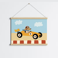 Race Car Dog Nursery Wall Art