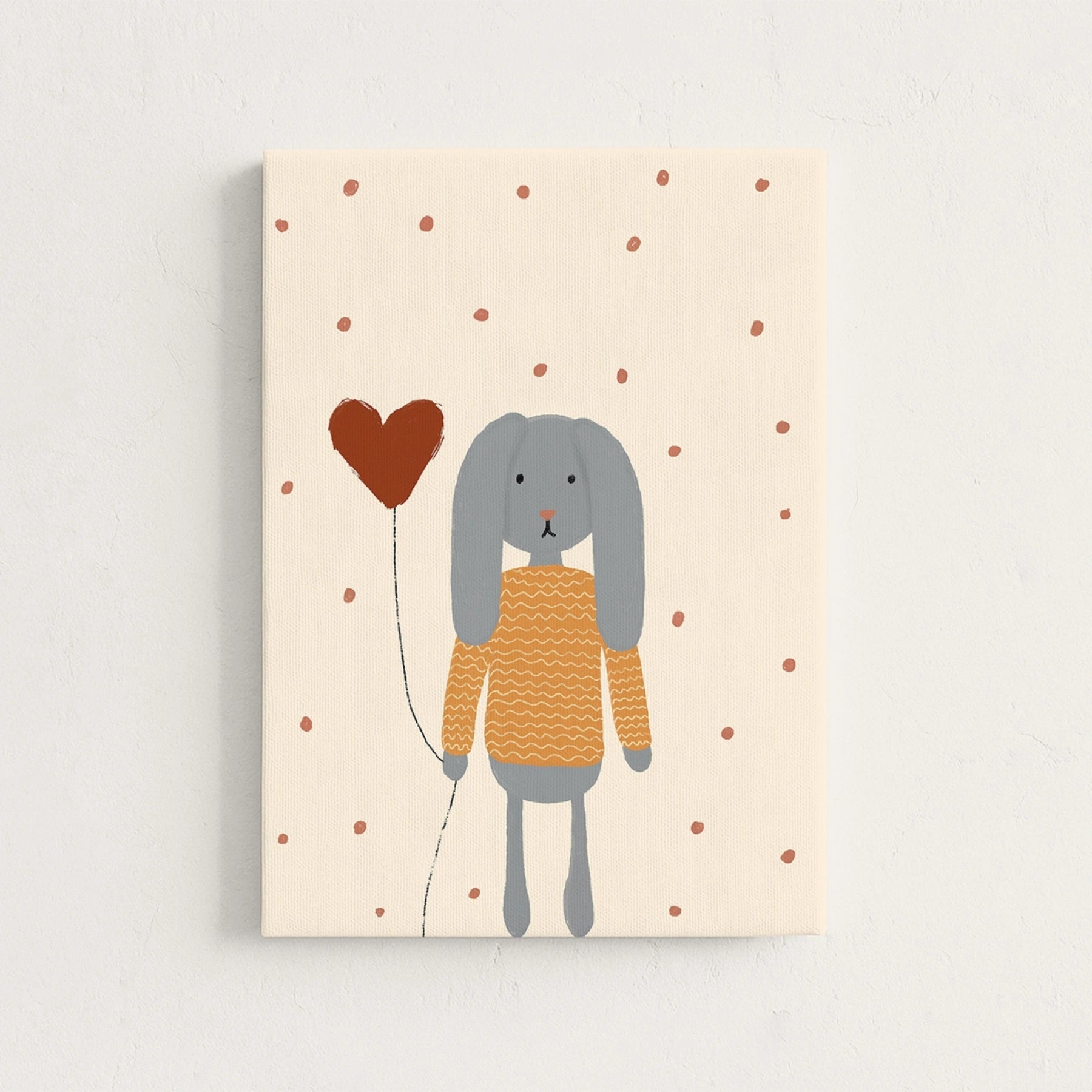 Bunny with Heart Balloon Nursery Canvas Print
