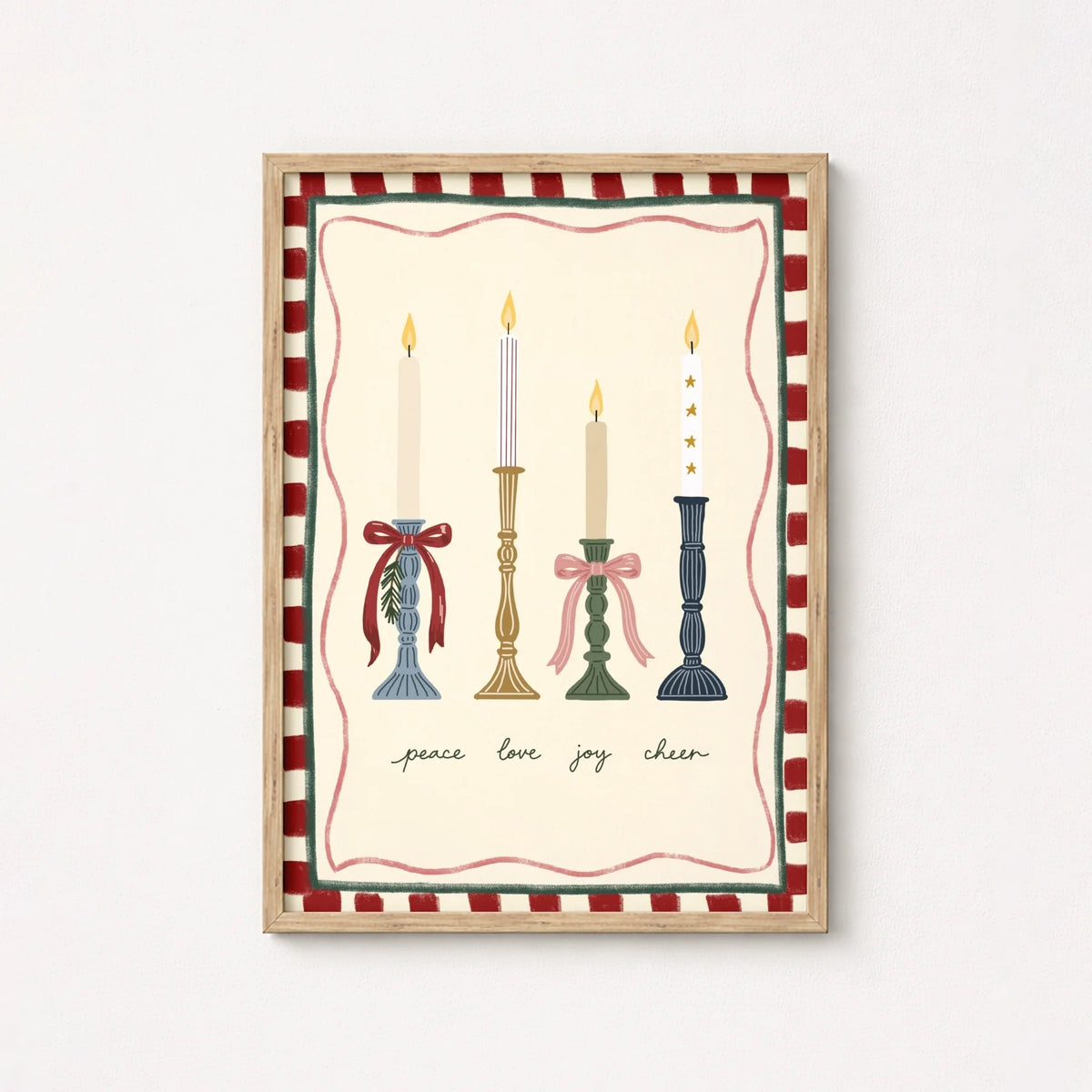 Christmas Candles with Festive Bows – Póster de Navidad