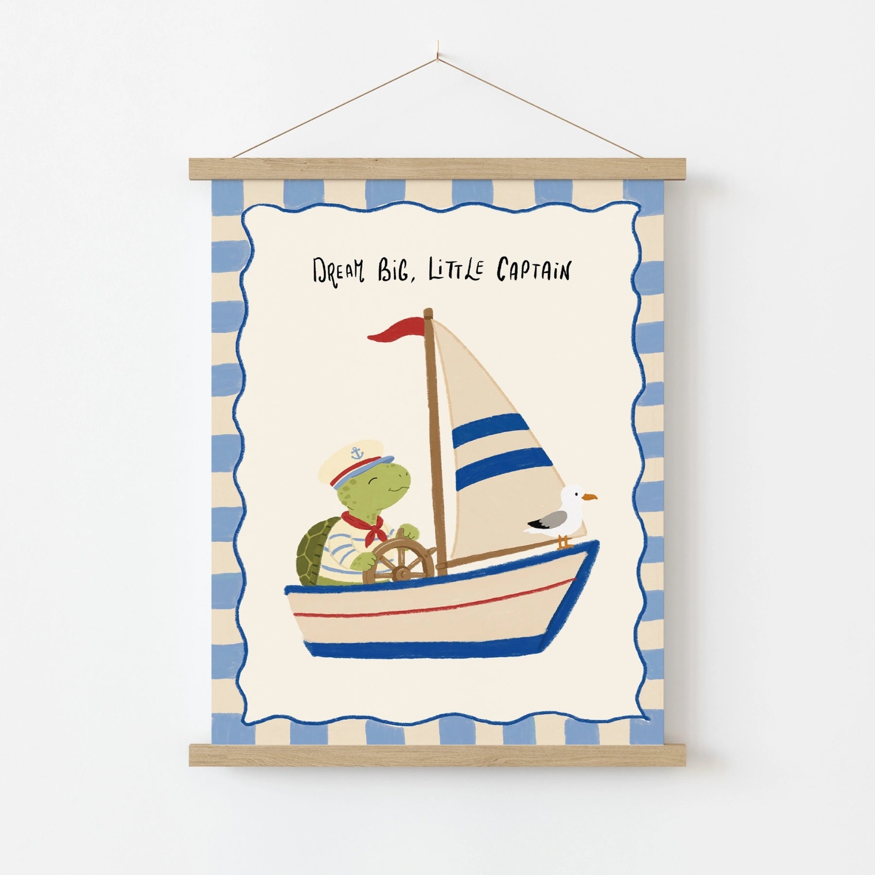 Sailboat Turtle Nursery Print, Boys Room Decor