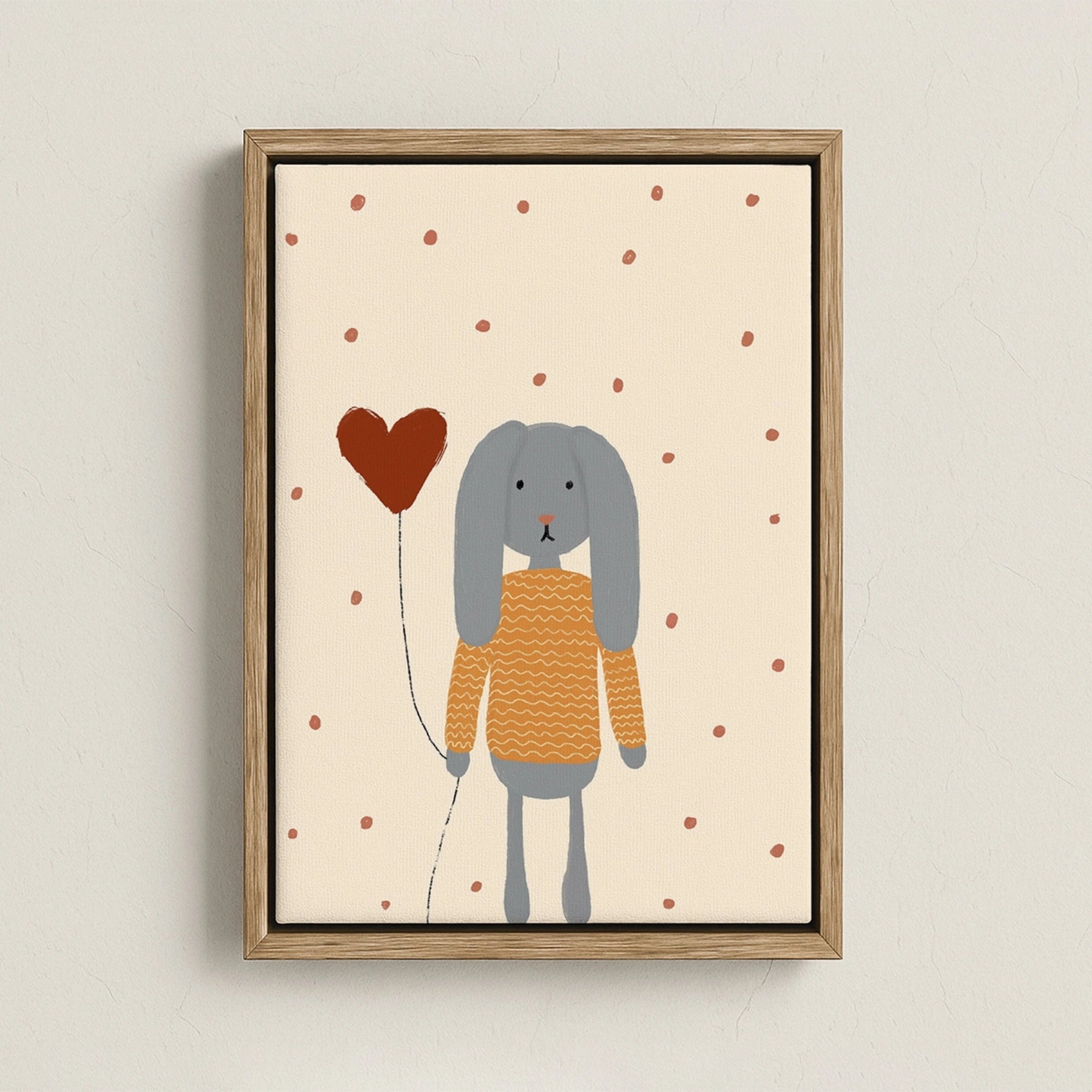 Bunny with Heart Balloon Nursery Canvas Print
