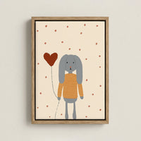 Bunny with Heart Balloon Nursery Canvas Print