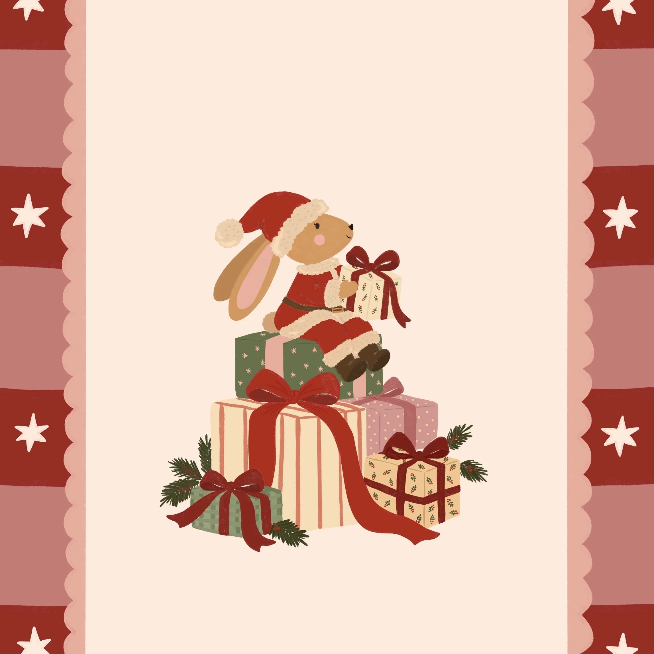 Coniglietto Babbo Natale con i regali – Poster di Natale