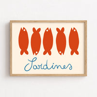 Sardine Wall Art – Coastal Kitchen Print, Coastal Wall Decor