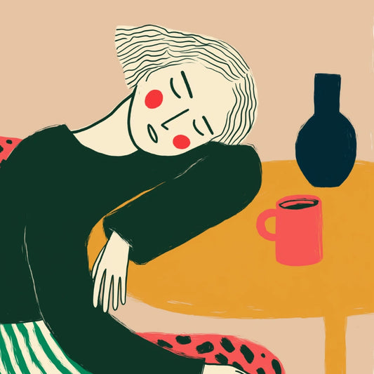Resting Woman Boho Wall Art – Peaceful Portrait with Bold Lines