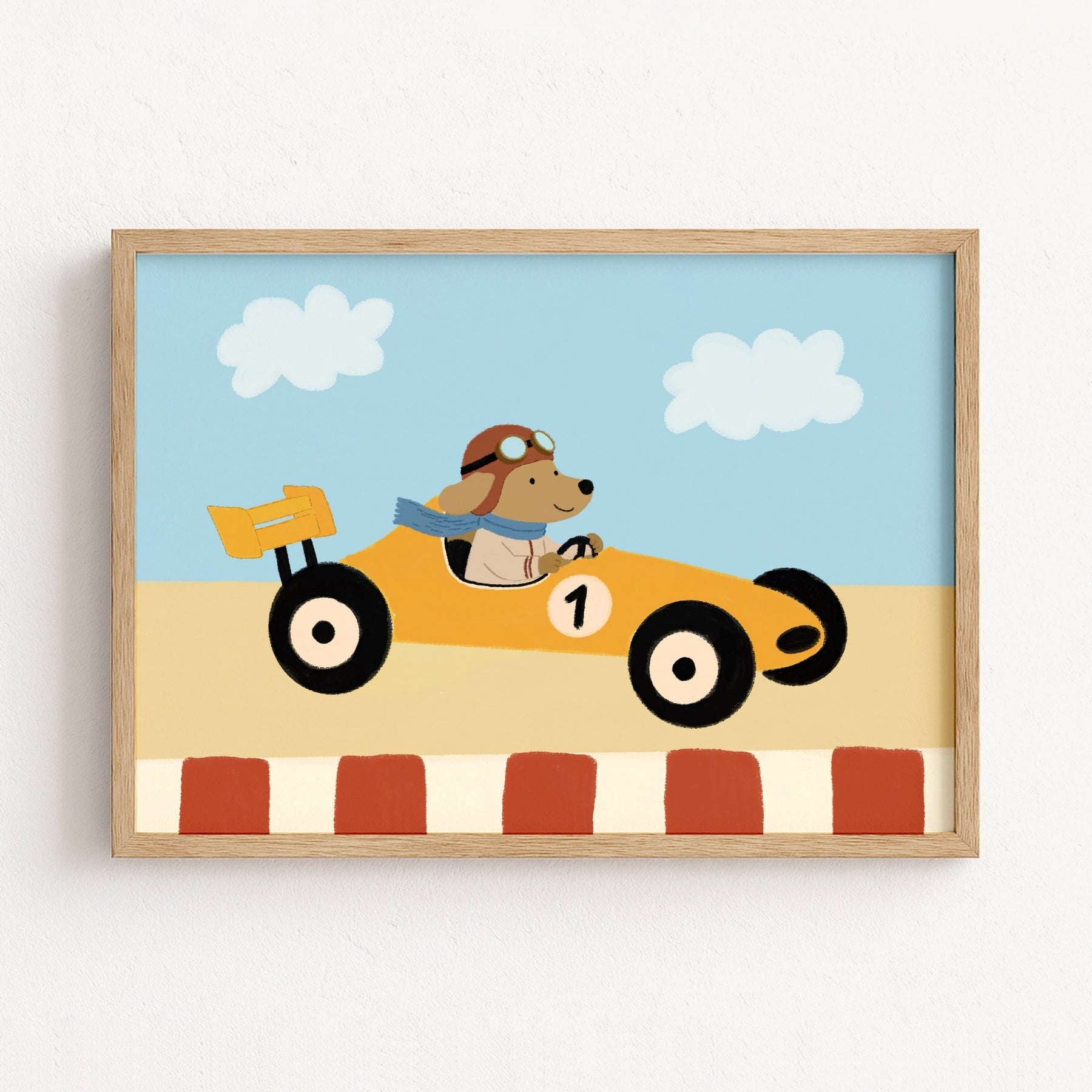 Race Car Dog Nursery Wall Art