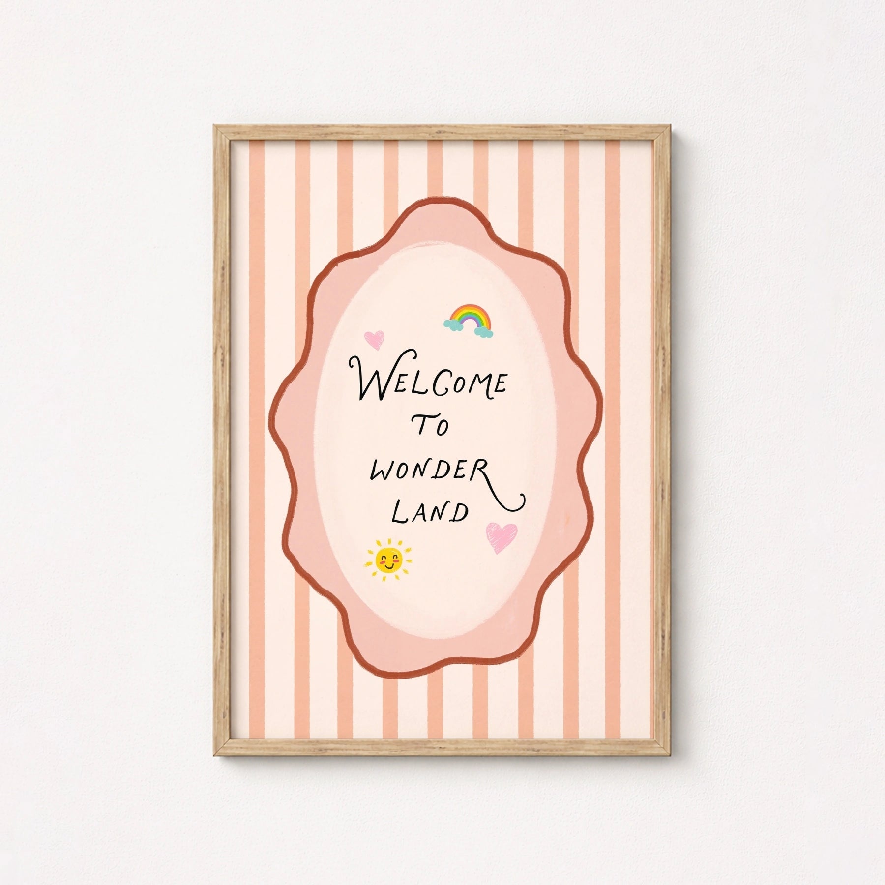 Stampa da parete per cameretta con frase “Welcome To Wonderland”