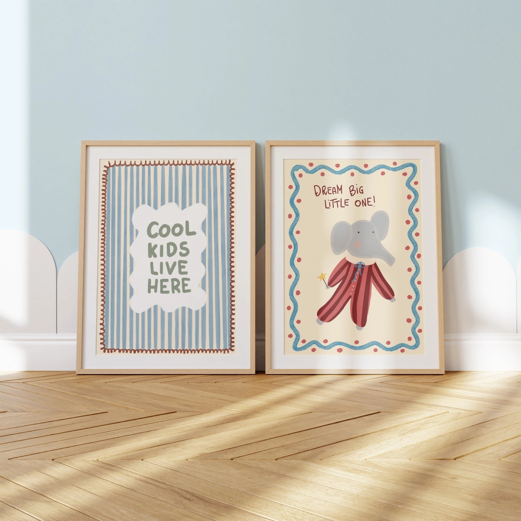 Cute Elephant and Quote Nursery Wall Art Set of 2