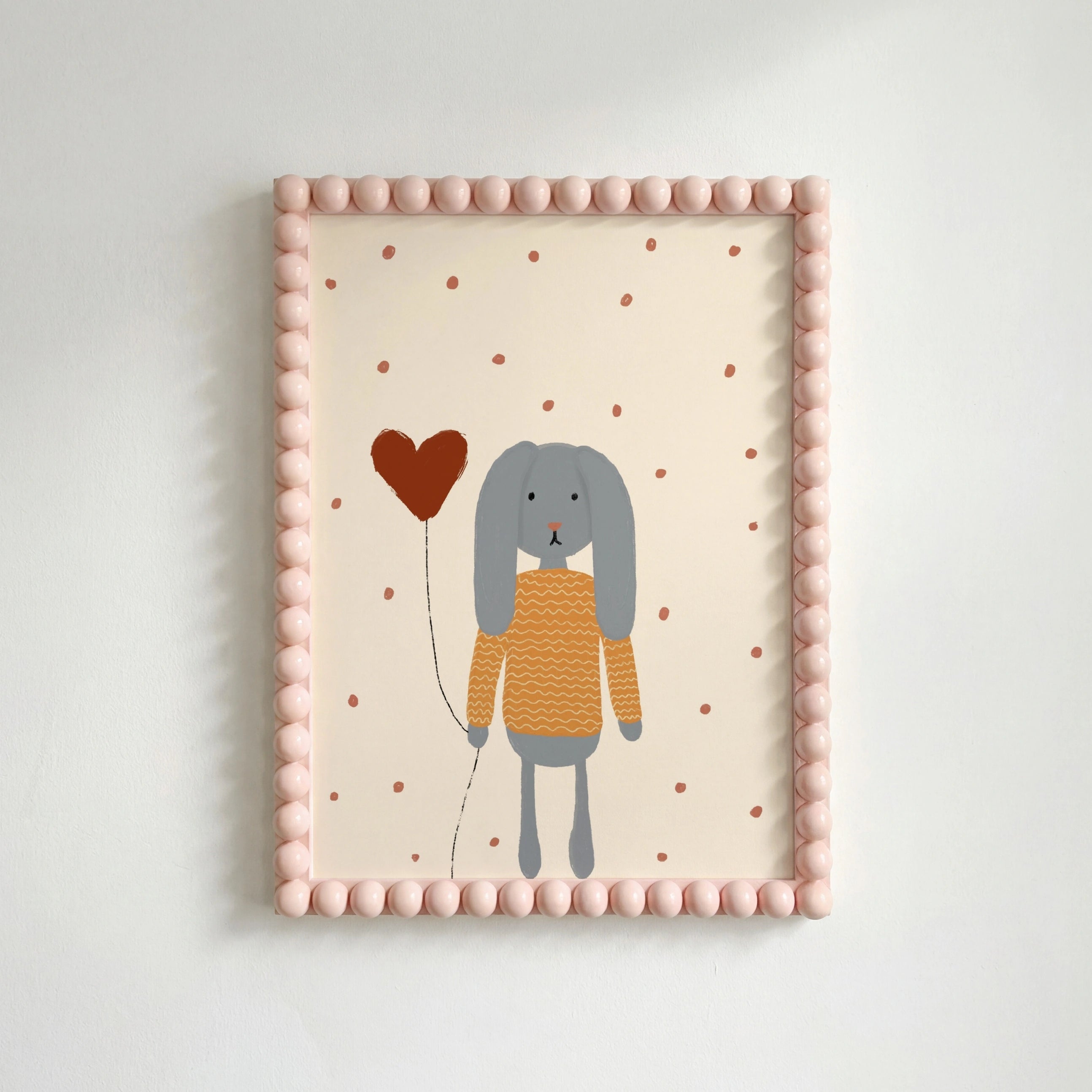 Bunny with Heart Balloon Nursery Print, Vintage Nursery Decor