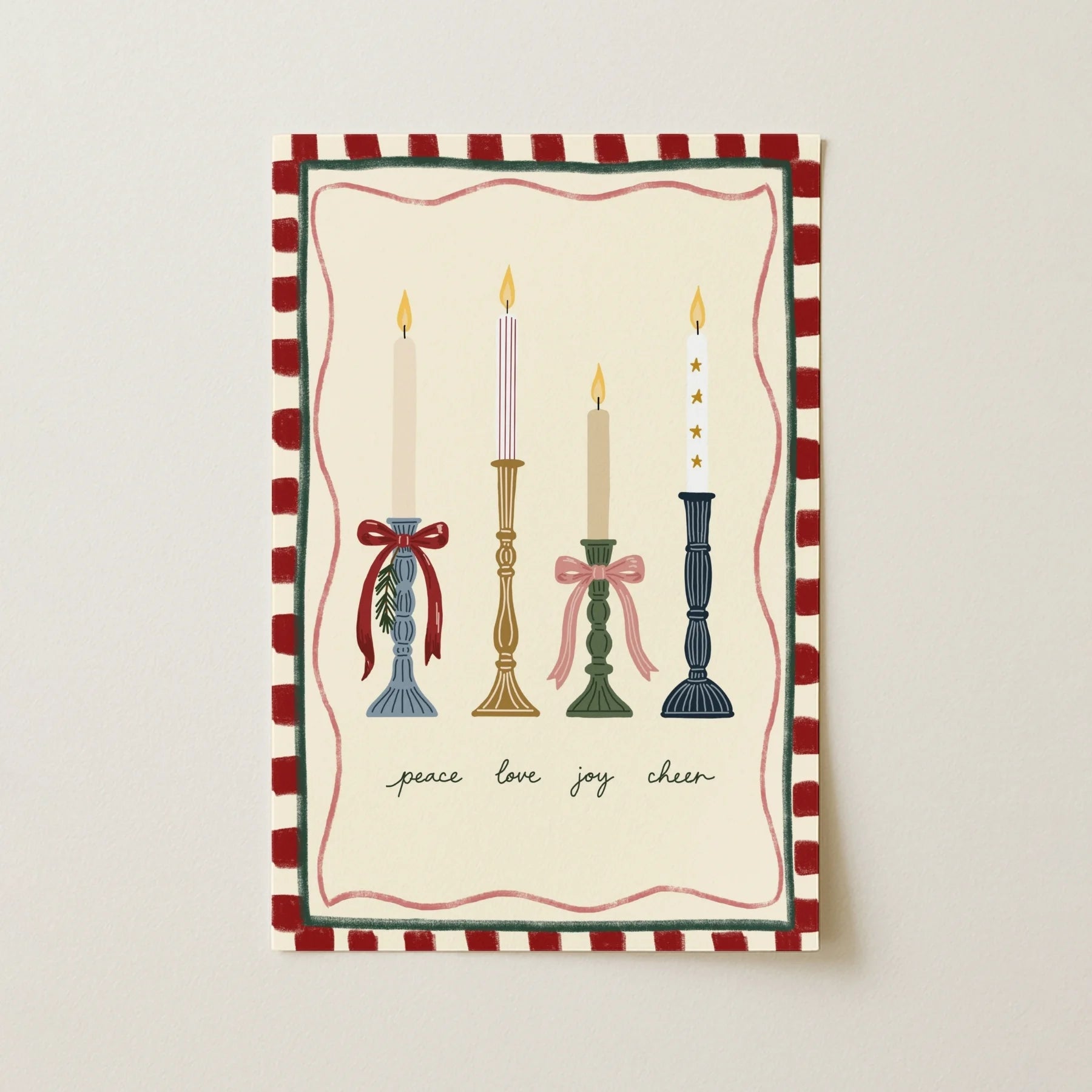 Christmas Candles with Festive Bows – Póster de Navidad