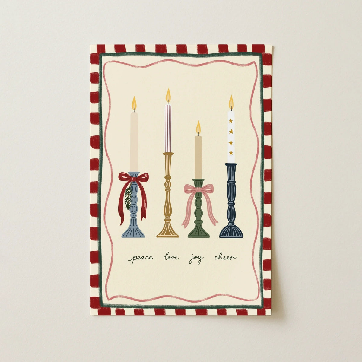 Christmas Candles with Festive Bows – Póster de Navidad