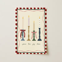 Christmas Candles with Festive Bows – Póster de Navidad