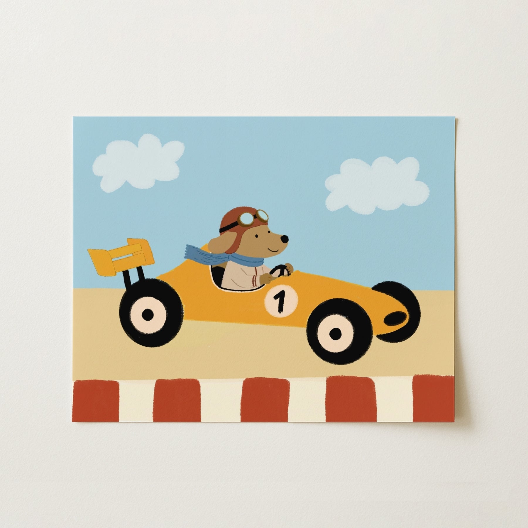Race Car Dog Nursery Wall Art