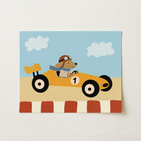 Race Car Dog Nursery Wall Art