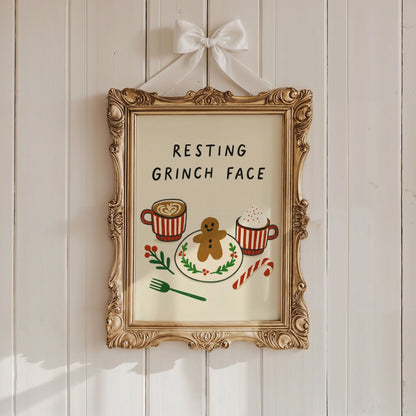 Resting Grinch Face Christmas Print