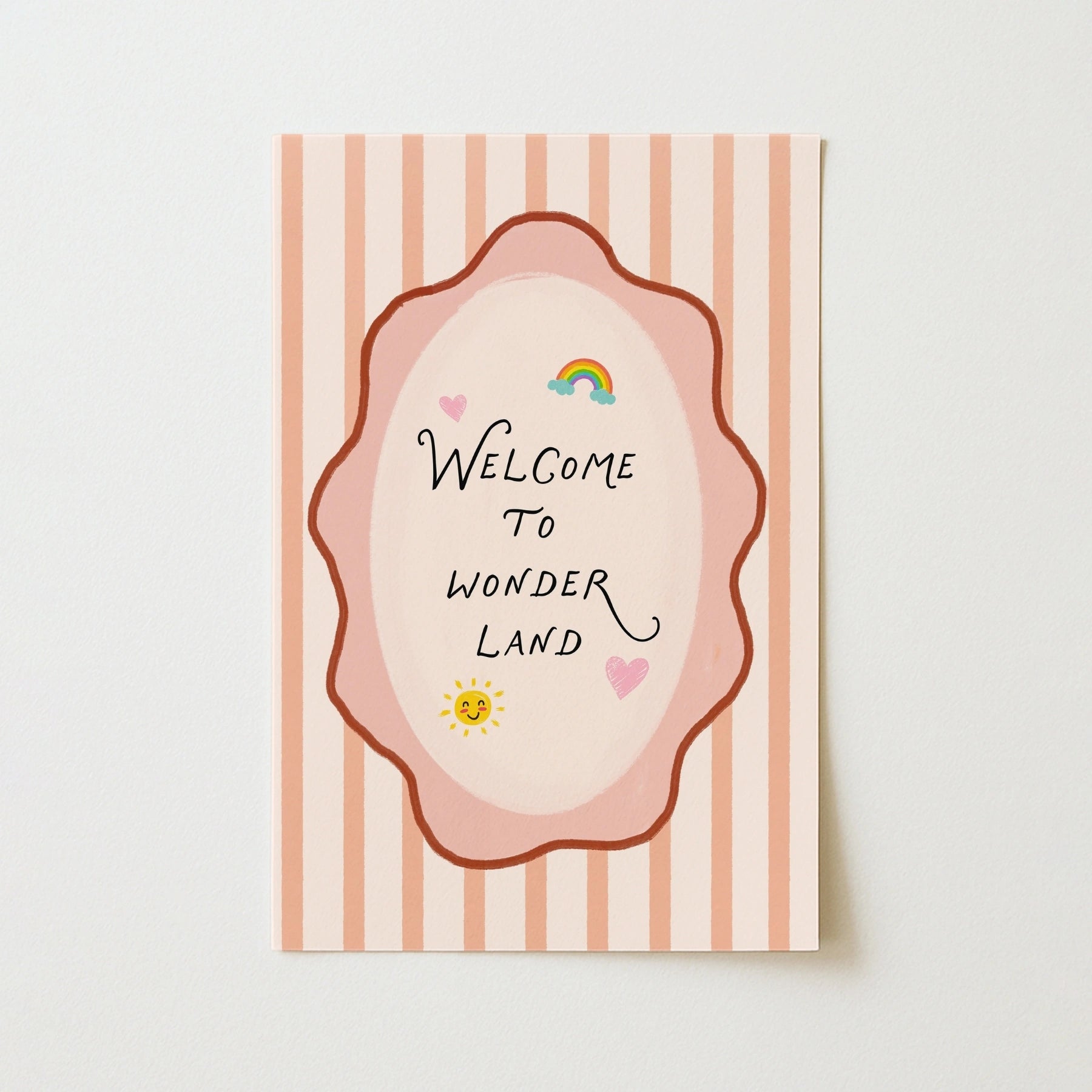 Stampa da parete per cameretta con frase “Welcome To Wonderland”