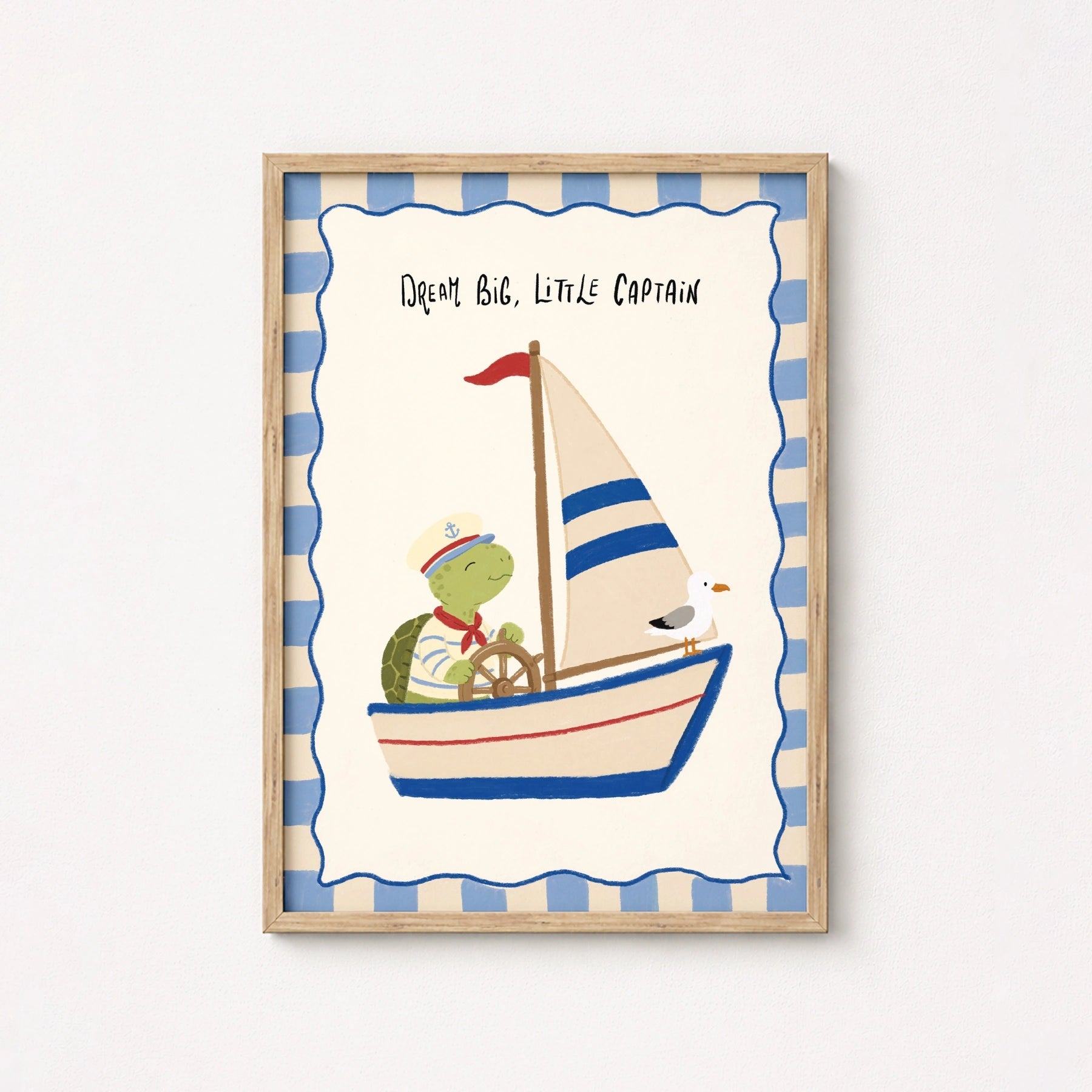 Sailboat Turtle Nursery Print, Boys Room Decor