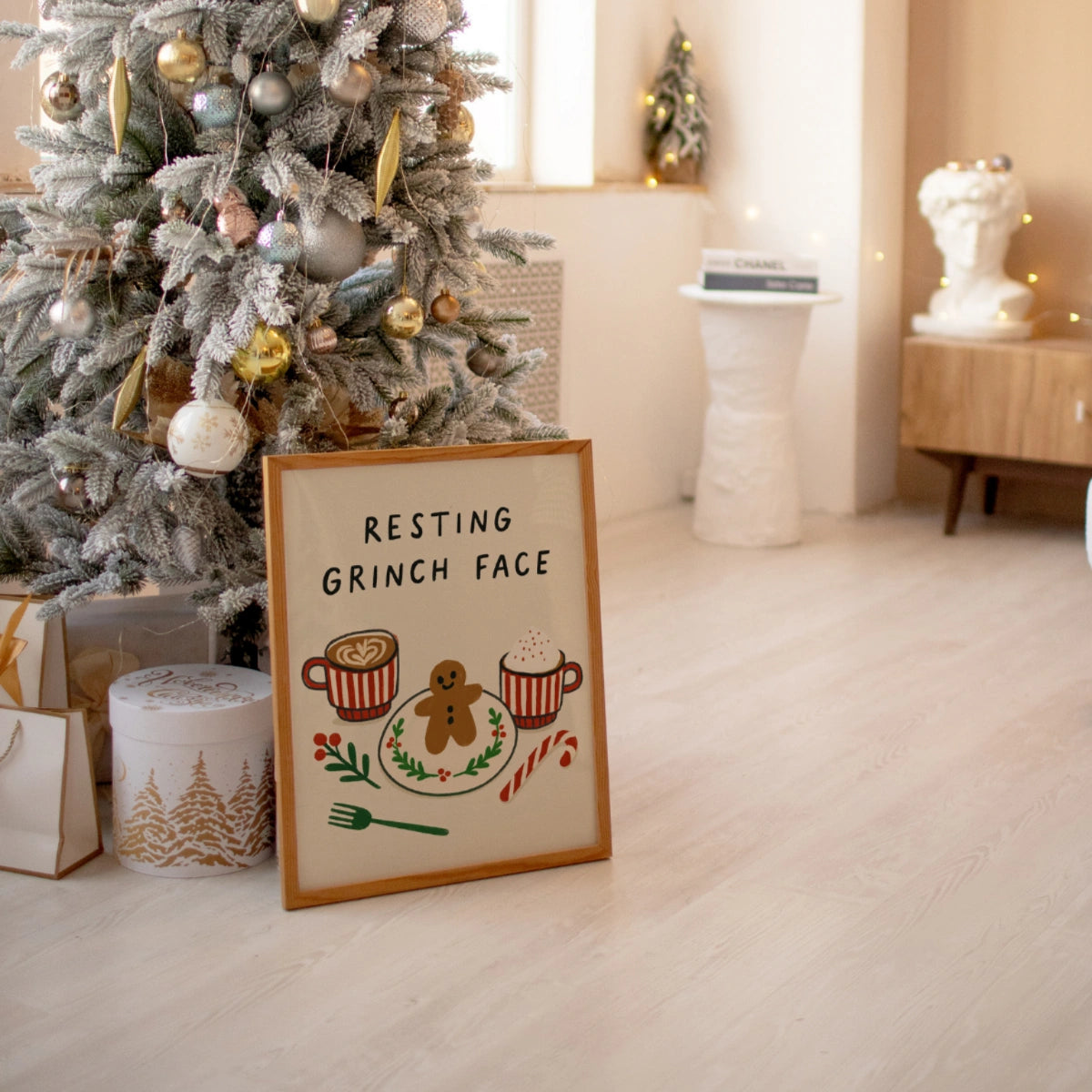 Resting Grinch Face Christmas Print
