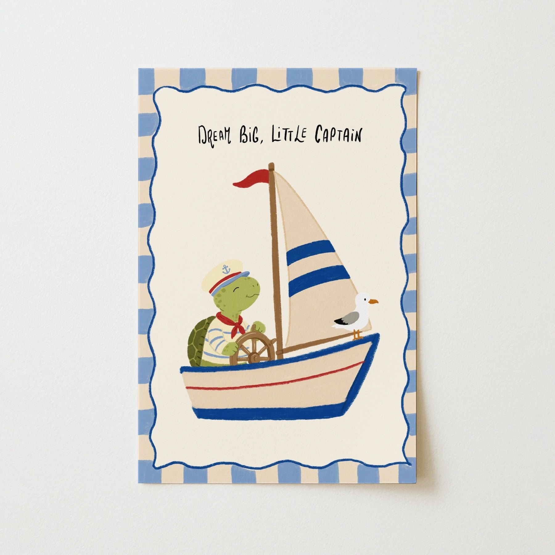 Sailboat Turtle Nursery Print, Boys Room Decor
