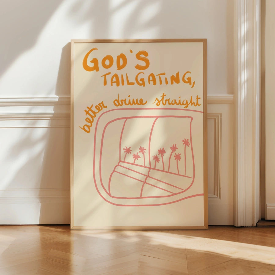 God’s Tailgating Christian Wall Art – Funny Rearview Mirror Print
