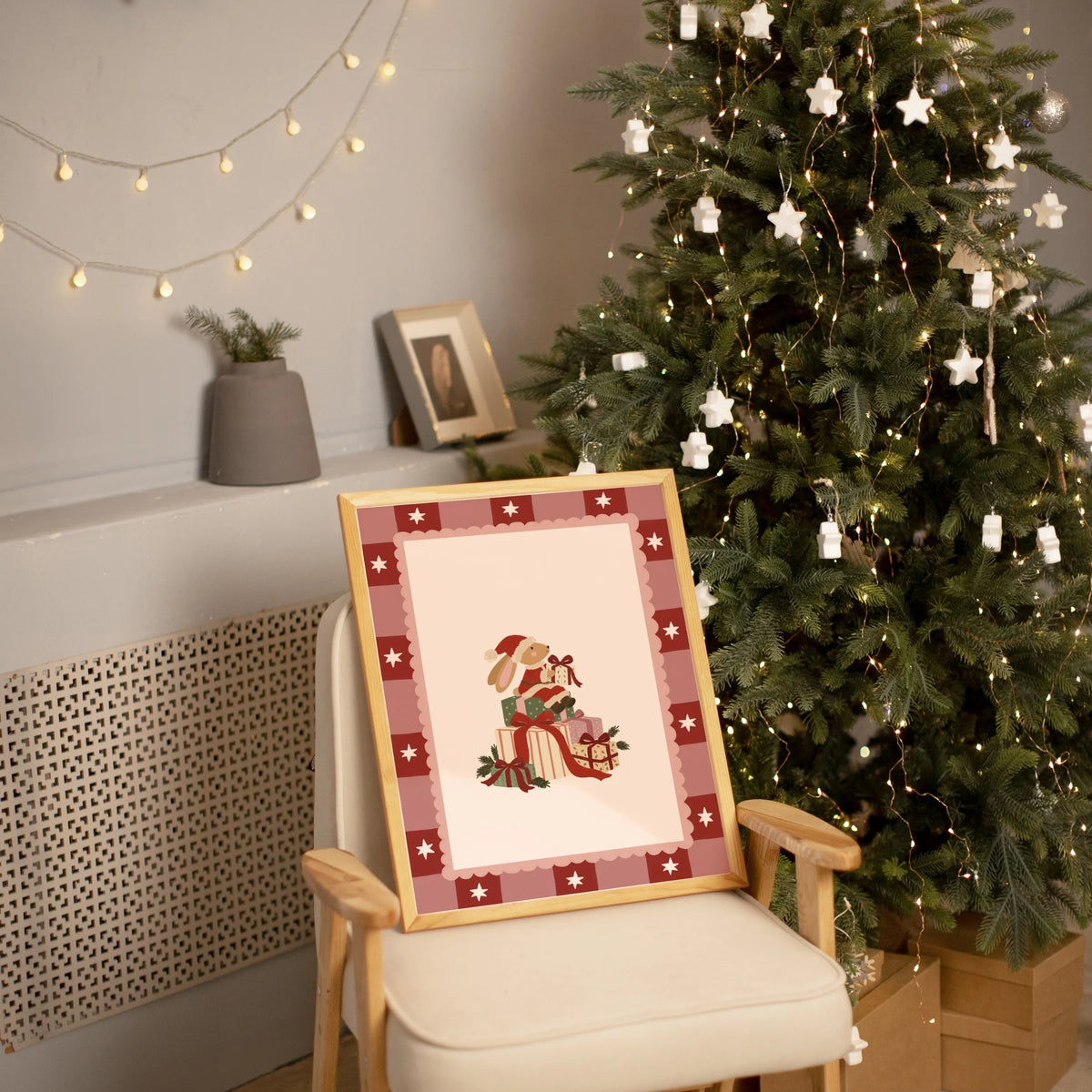 Weihnachtshase mit Geschenken – Weihnachtsposter