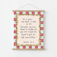 Jeremiah Scripture Print with Flowers, Christian Wall Decor