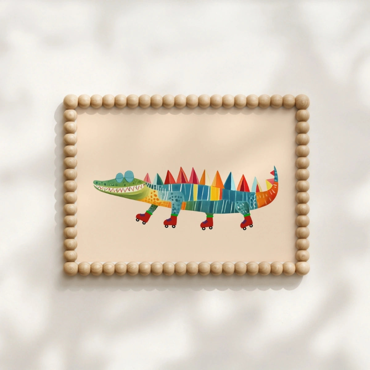 Roller Skating Crocodile Print – Colorful Animal Wall Art for Kids, Boys Room Decor