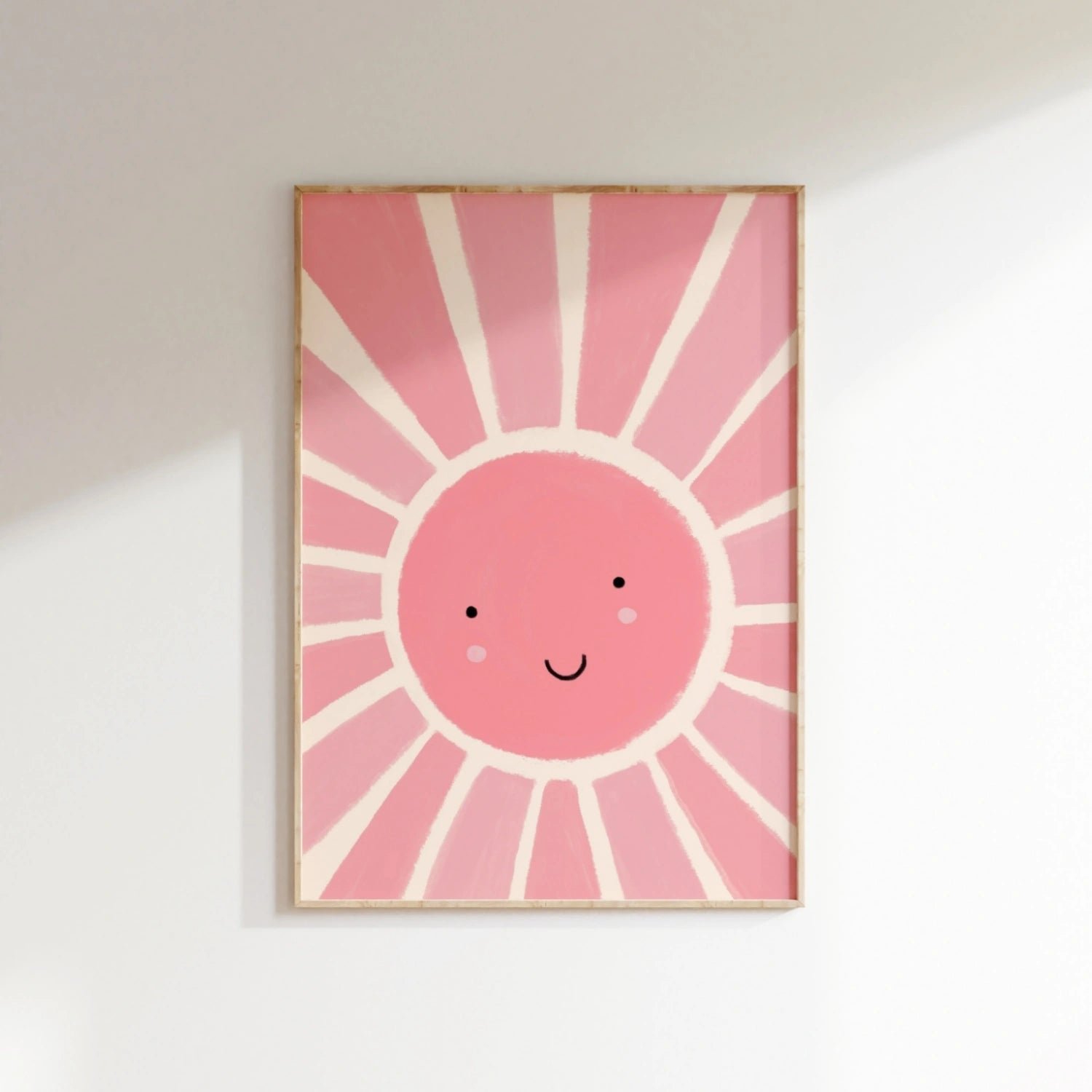 Pink Sunshine Wall Art – Happy Sun Poster, Girls Room Decor