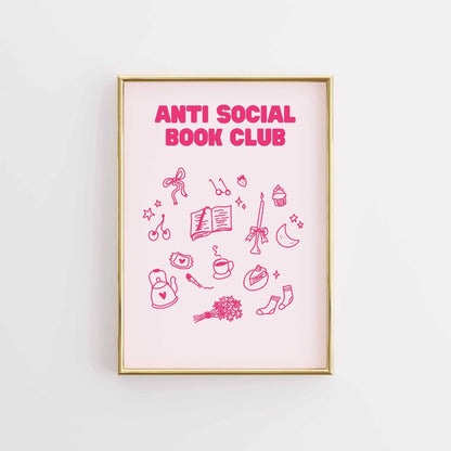 Anti Social Book Club  – Pink Bookish Print