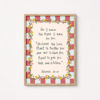 Jeremiah Scripture Print with Flowers, Christian Wall Decor