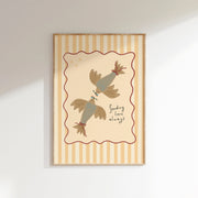 Birds with Red Bow – Arte de pared para bebés y niños