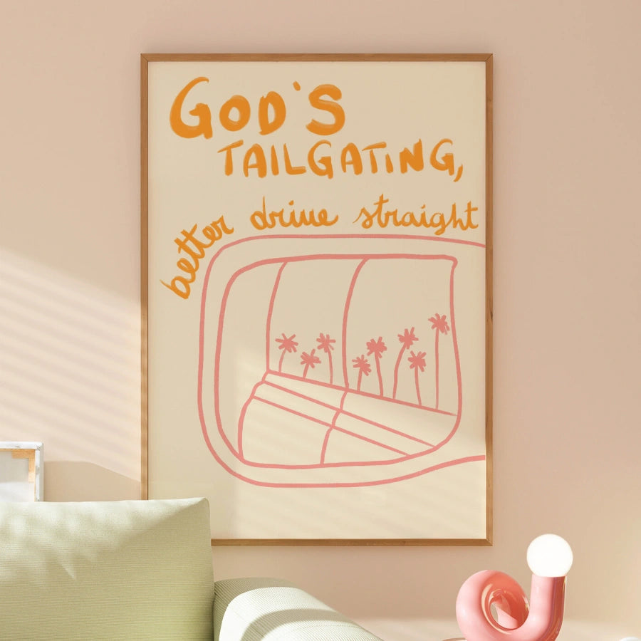 God’s Tailgating Christian Wall Art – Funny Rearview Mirror Print