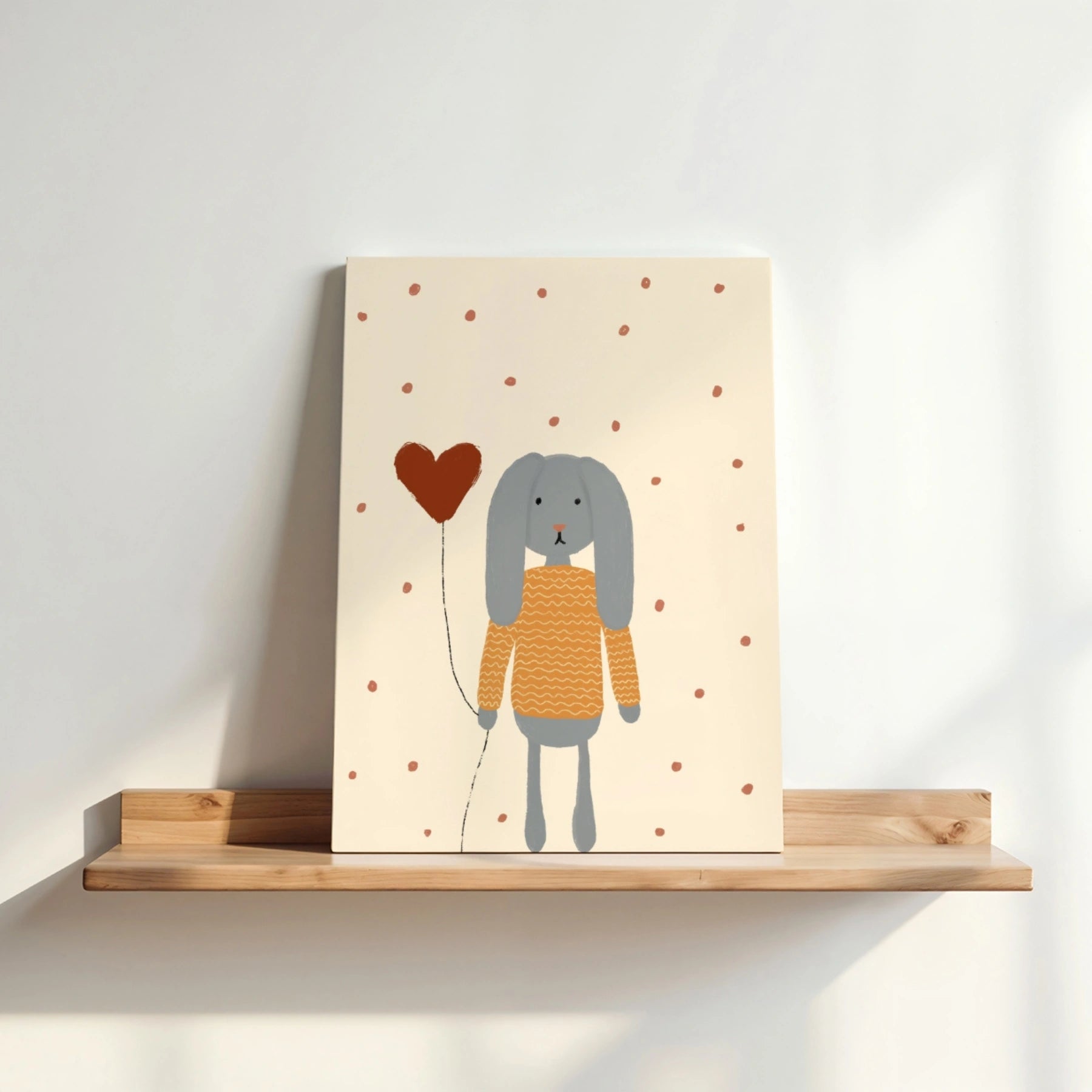 Bunny with Heart Balloon Nursery Canvas Print