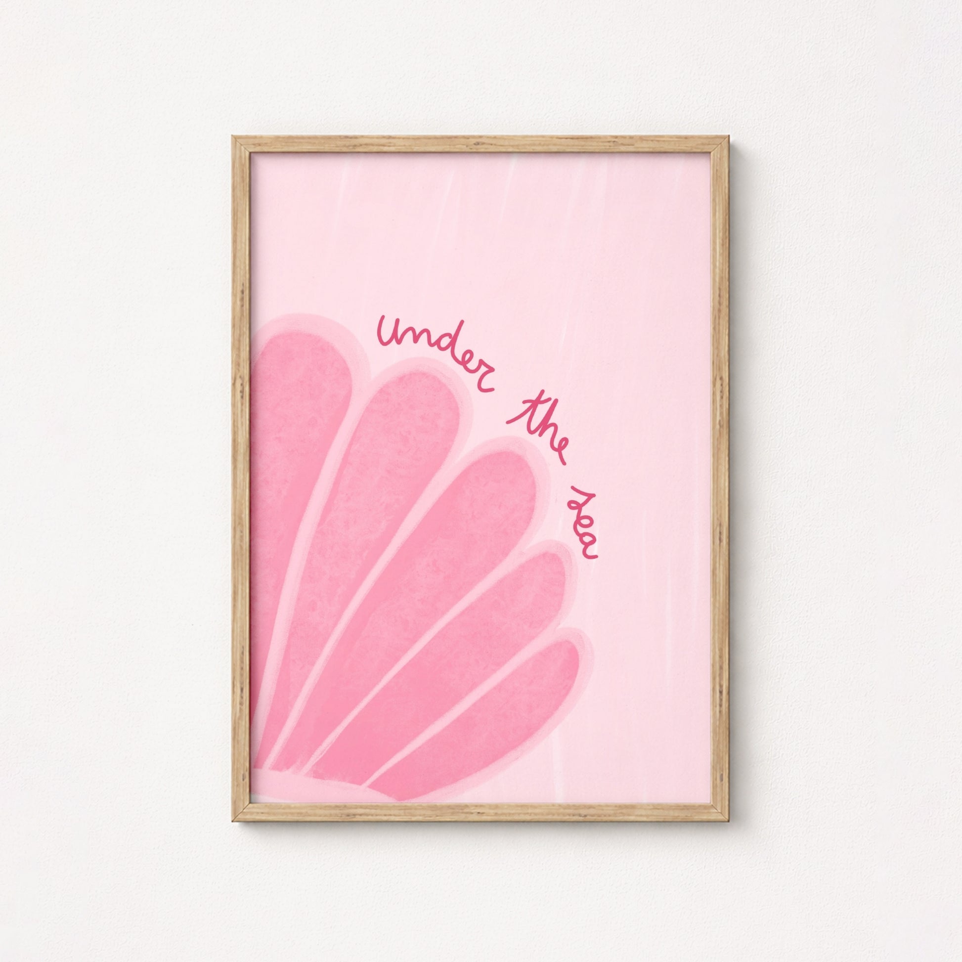 Under the Sea Wall Art Print - Pink Seashell Coastal Poster