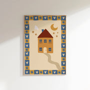Cute House with Moon - Arte mural infantil y para bebés