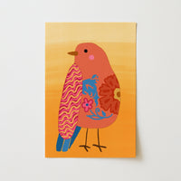 Boho Bird Wall Art – Vibrant Floral Bird Print