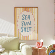Sea, Sun, Salt Yellow Stripes - Coastal Wall Art