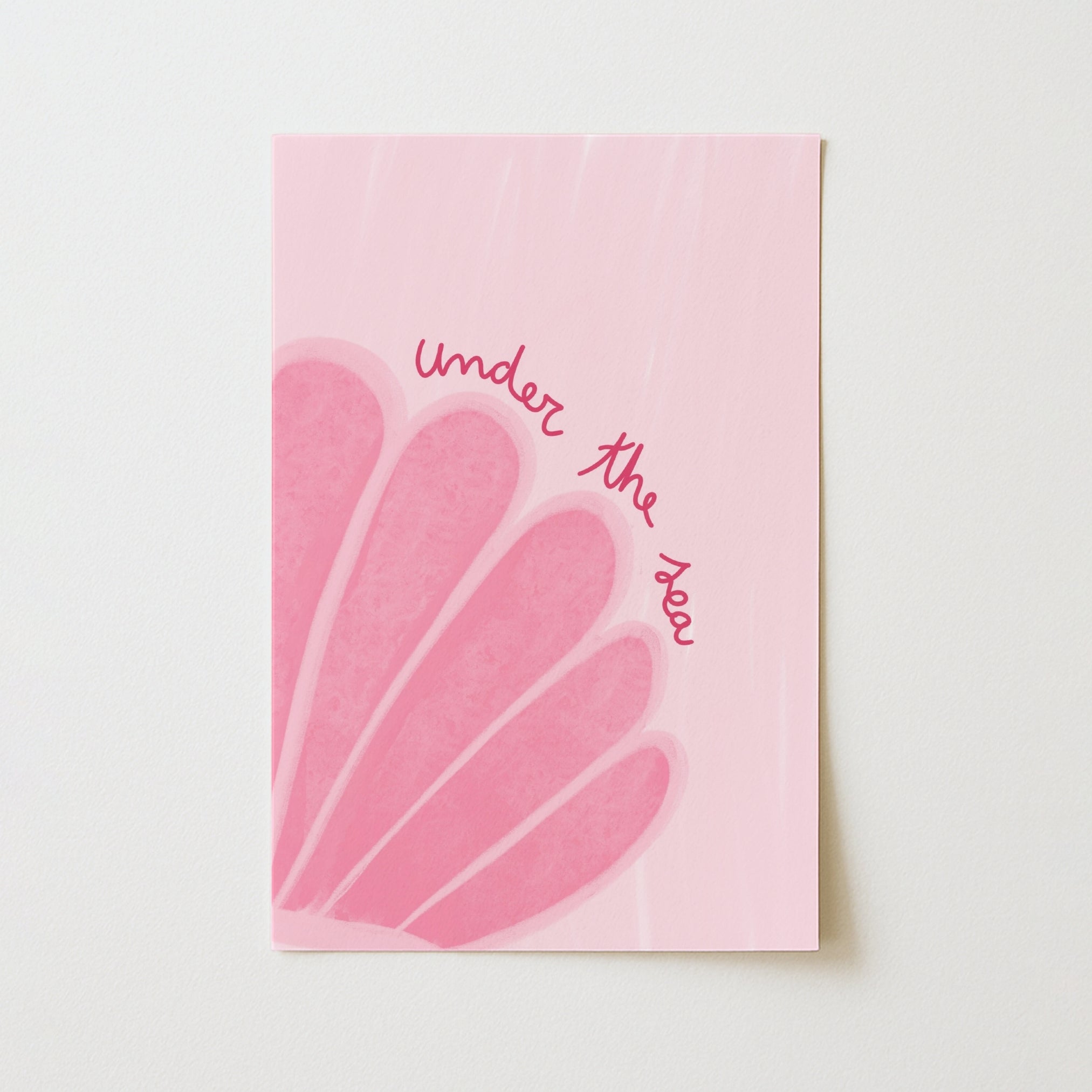 Under the Sea Wall Art Print - Pink Seashell Coastal Poster