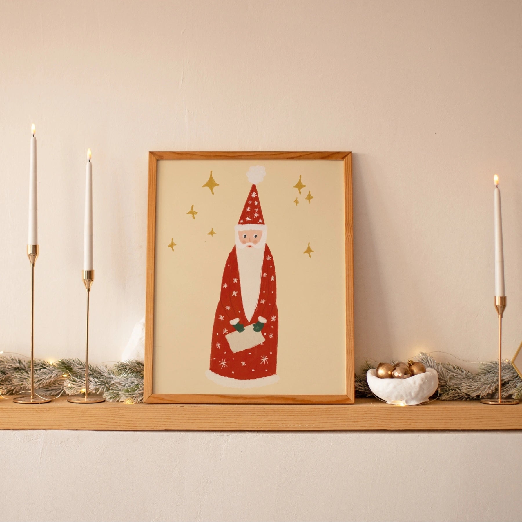 Stampa natalizia vintage di Babbo Natale