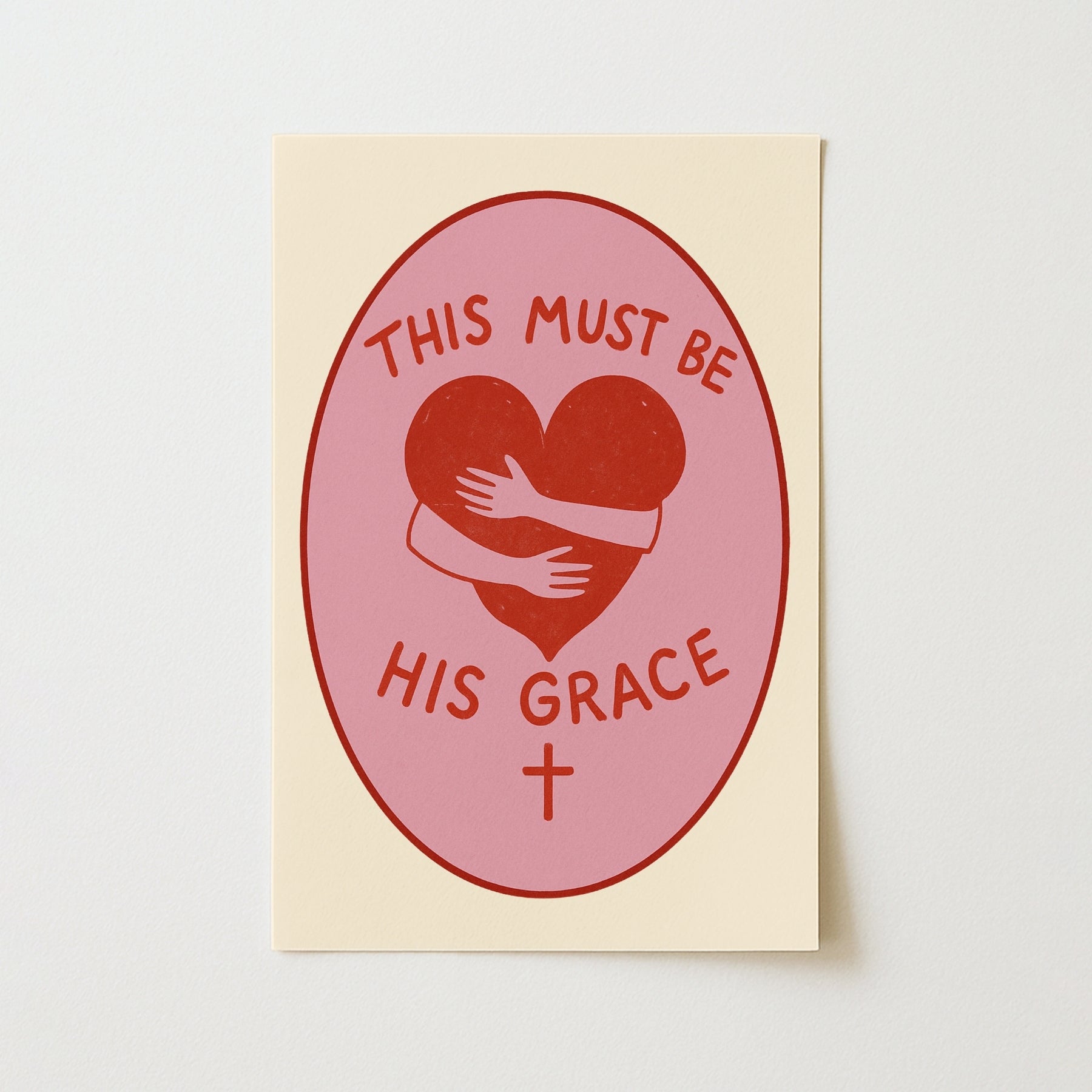 Décoration murale « Sa Grâce » – Impression d'amour chrétien, citation biblique