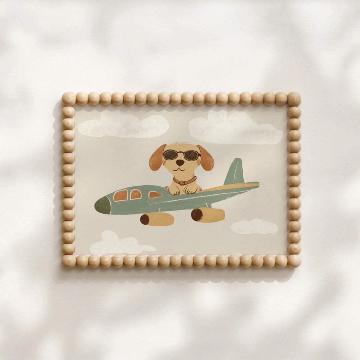 Stampa per asilo nido con cane pilota – Quadretto aeroplano per bambini, Decorazione per cameretta bambini