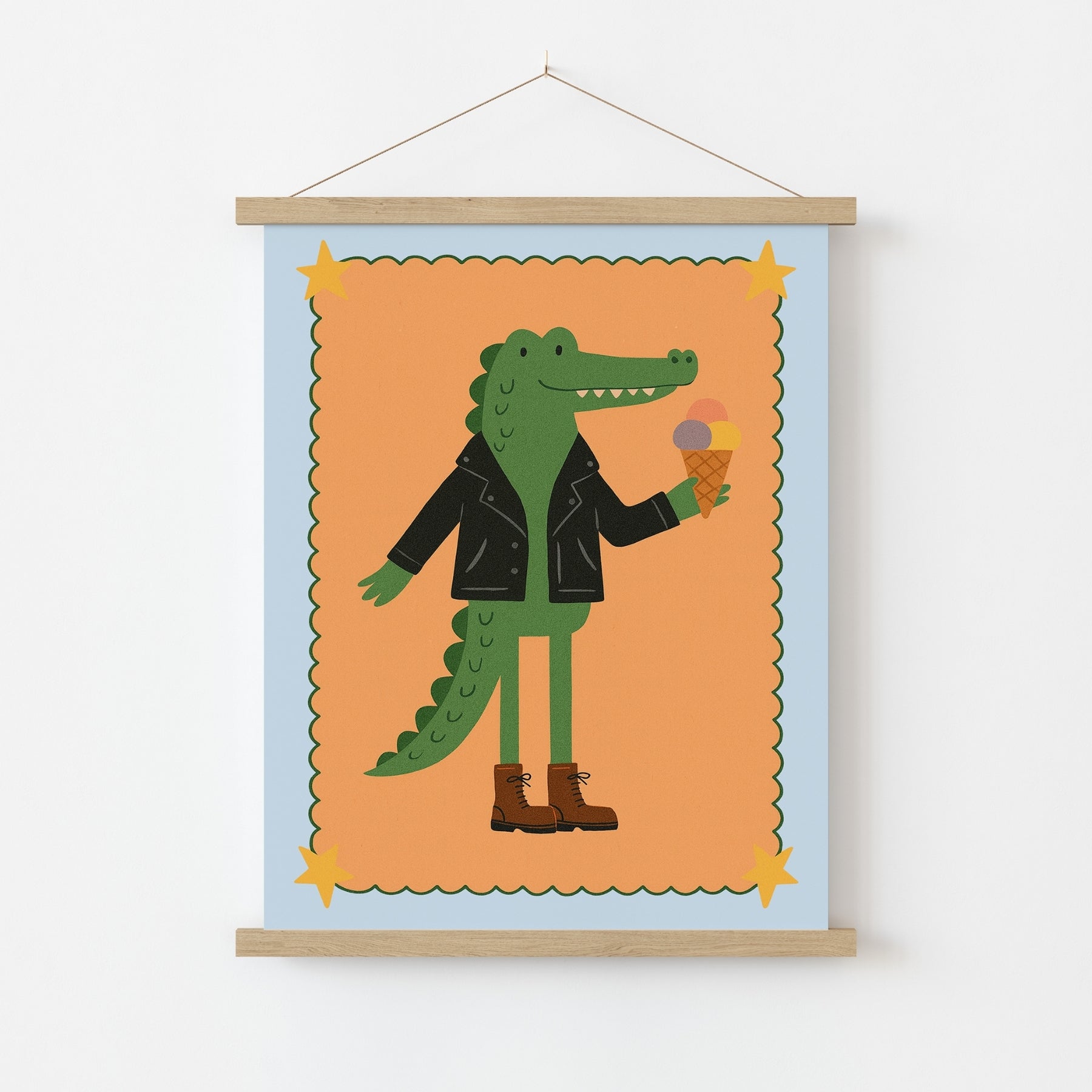 Cool Crocodile Nursery Print, Colorful Kids Decor