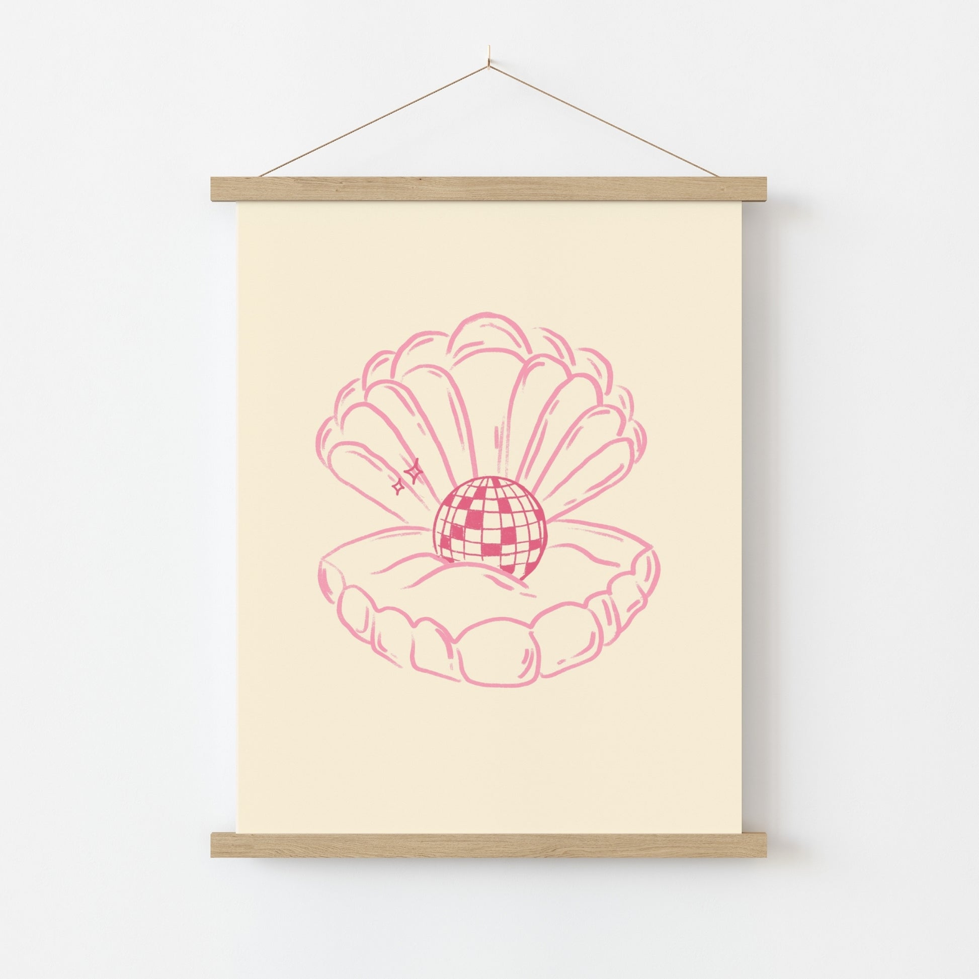 Disco Pearl Print – Fun Pink Coastal Wall Art